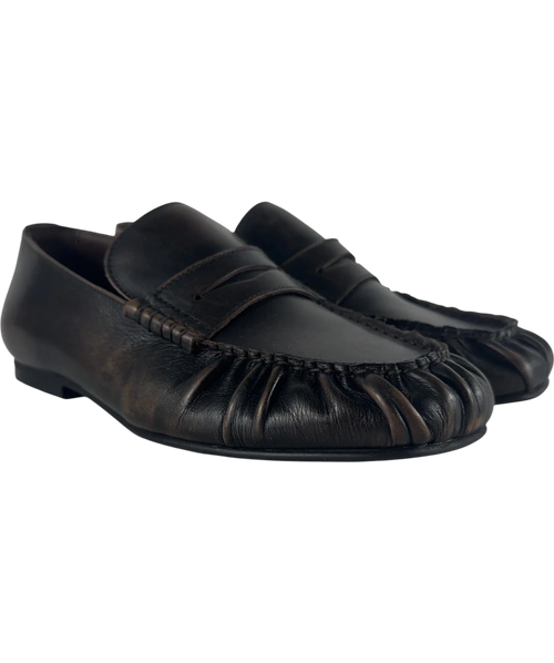 alohas Brown Aven Vintage Effect Leather Loafers Brown, size UK 5 EU 38 👠 — front
