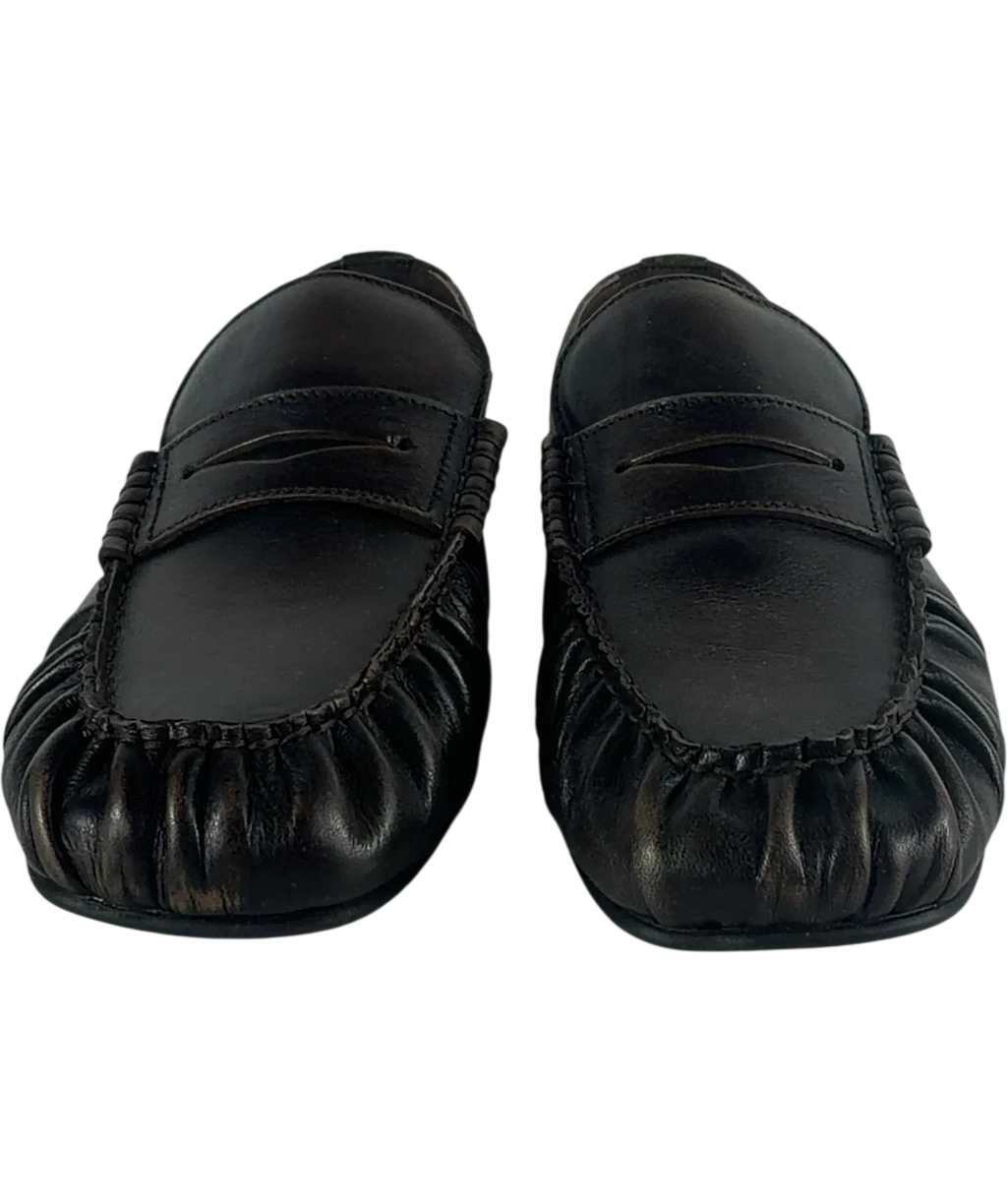 ALOHAS Aven Vintage Effect Leather Loafers Brown UK 5 EU 38 — Front (both, face on)