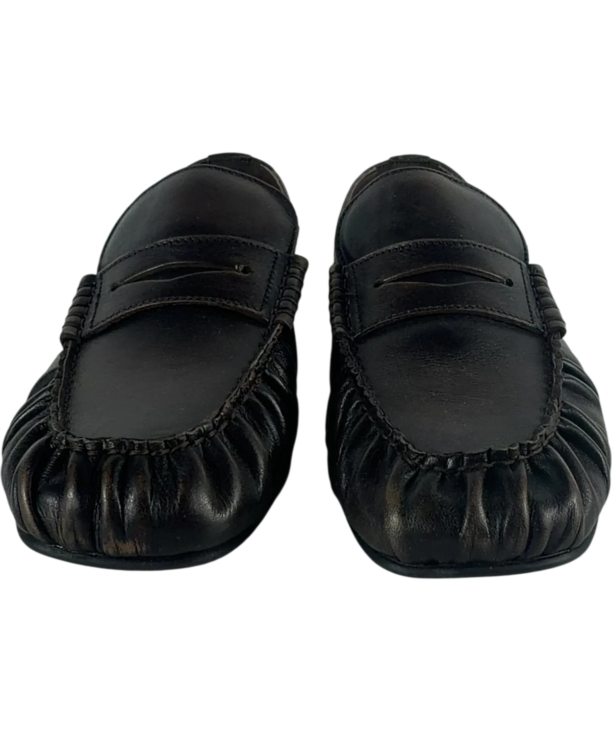 ALOHAS Aven Vintage Effect Leather Loafers Brown UK 5 EU 38 — Front (both, face on)
