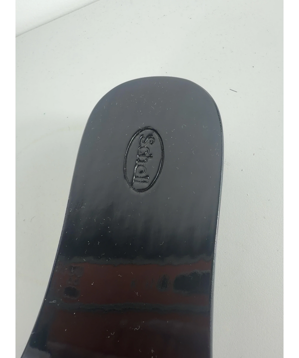 SCHOLL Black Pescura Cameron Patent Leather Wood Clog Sandals, size UK 5 EU 38 👠 — care label