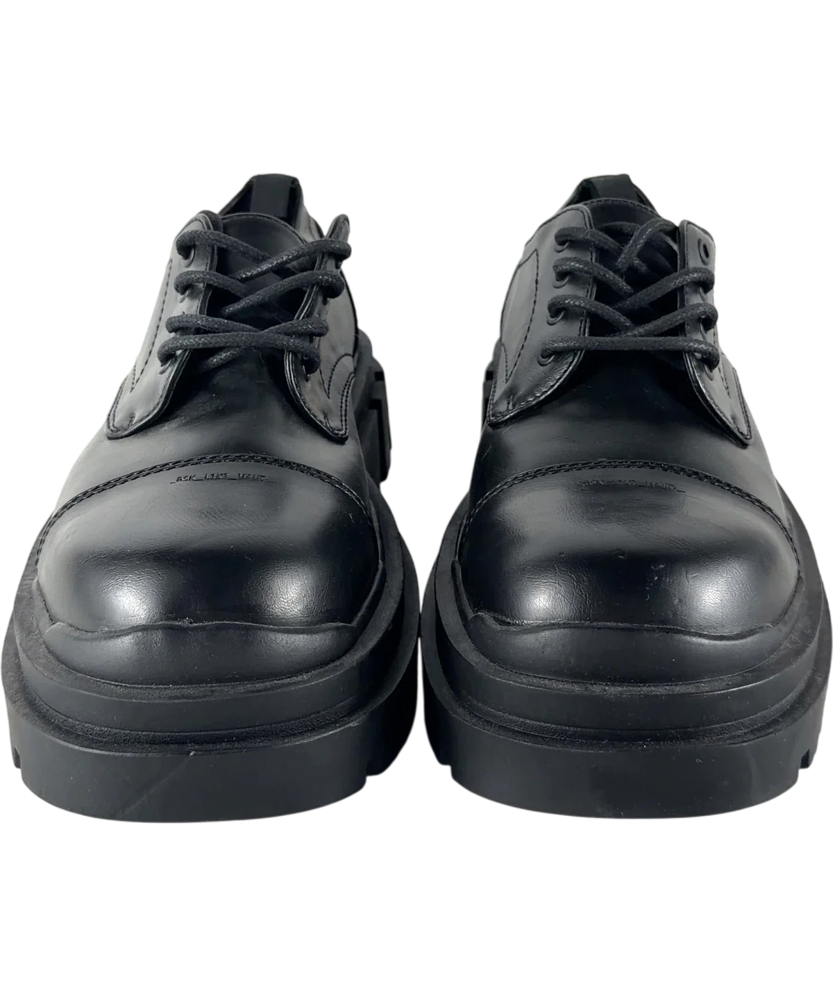Bershka Chunky Derby With Toe Cap Black UK 9 — Front (both, face on)