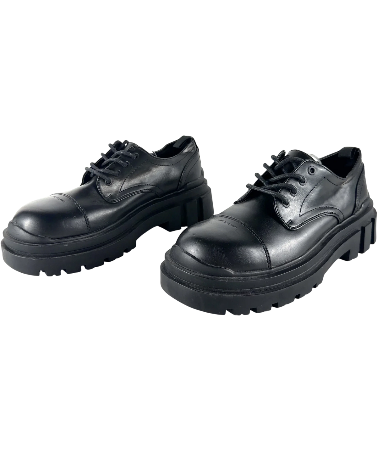 Bershka Black chunky derby with toe cap, size UK 9 EU 43 👞 — label