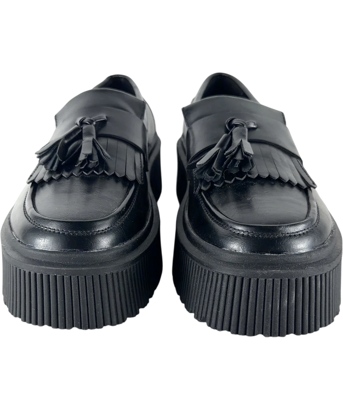 ASOS Black Tassels Loafers UK 9 EU 42 — Front (both, face on)
