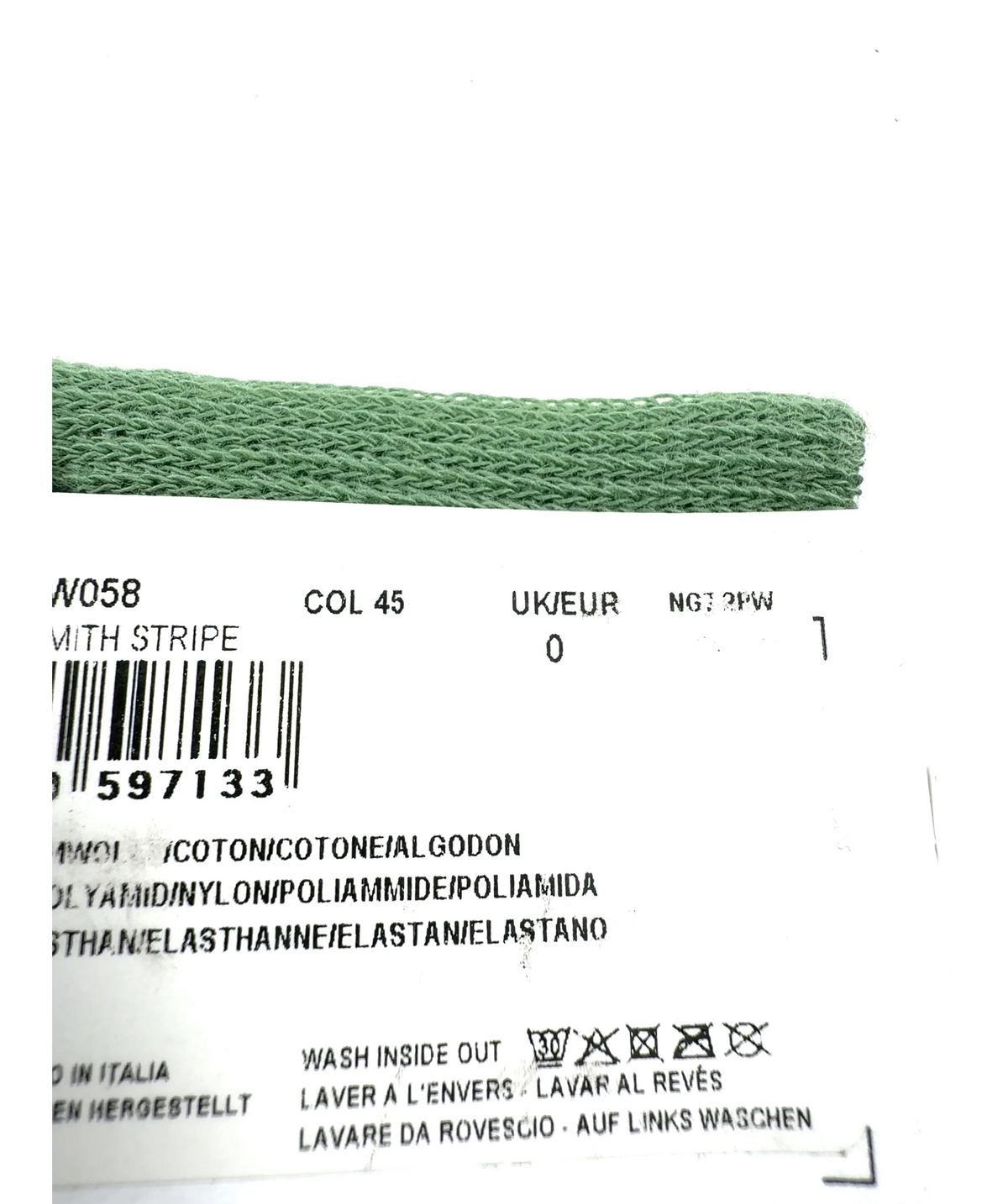 Paul Smith Green Men's Blue and Green Mixed Stripe Socks — label