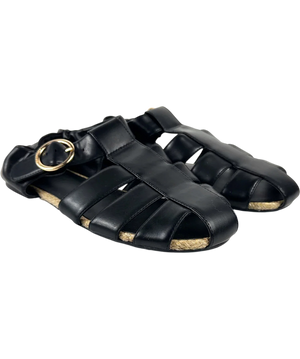 Charles & Keith Black Fisherman Sandals UK 4
