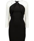CLUB L LONDON Black Stretch Jersey Maxi Dress UK 8