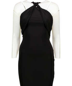 CLUB L LONDON Black Stretch Jersey Maxi Dress UK 8