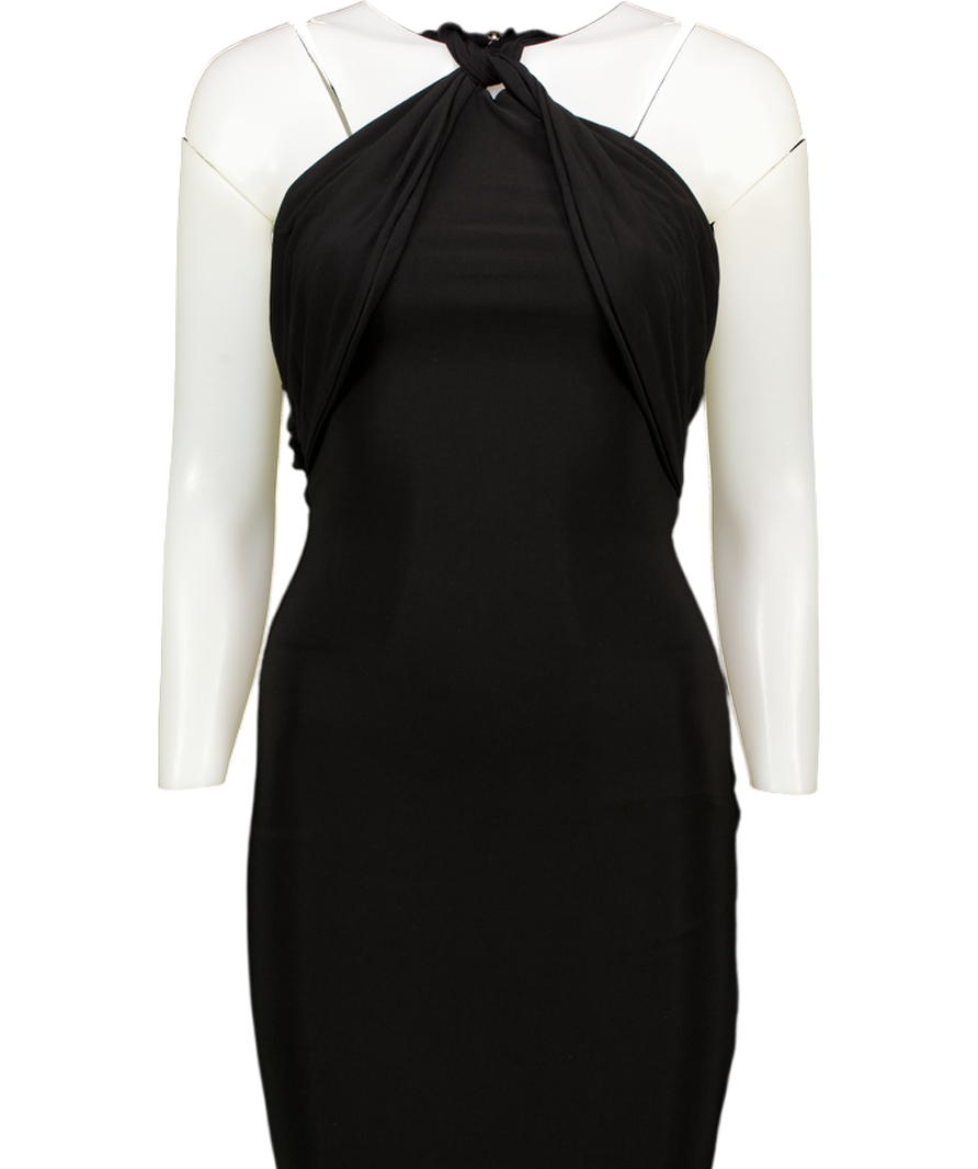 CLUB L LONDON Black Stretch Jersey Maxi Dress UK 8