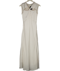 Sandro White Rhinestone-embellished Cut-out Satin Maxi Dress UK M