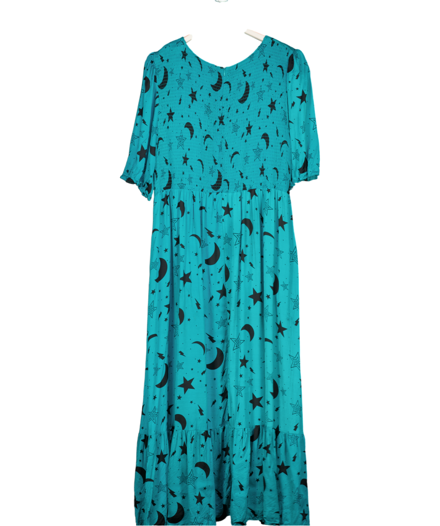 SCAMP & DUDE Blue Star Print Frill Hem Midi Dress UK 22
