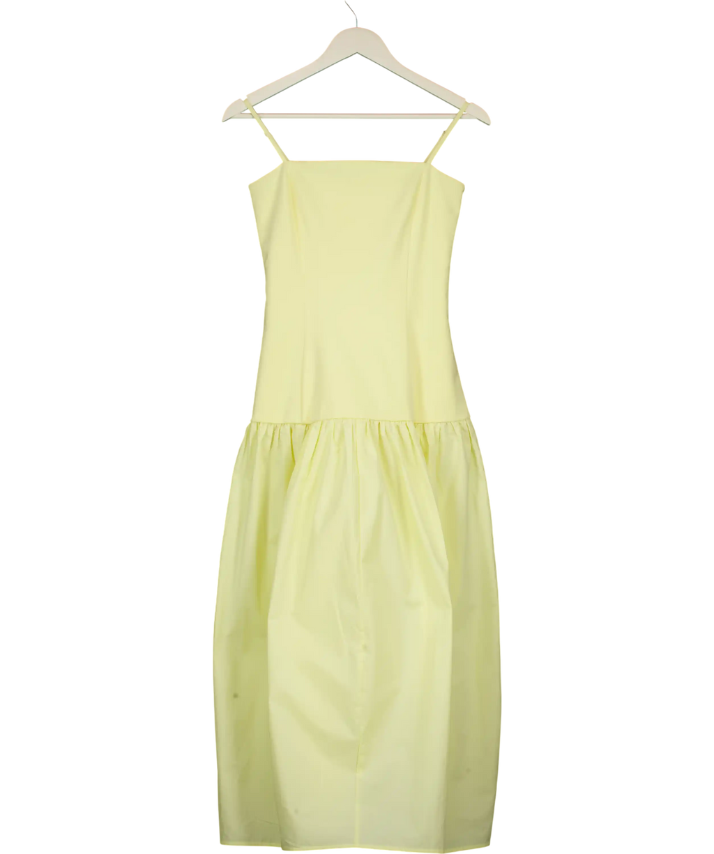 cos Yellow Sculpted Dropped-waist Midi Dress UK S