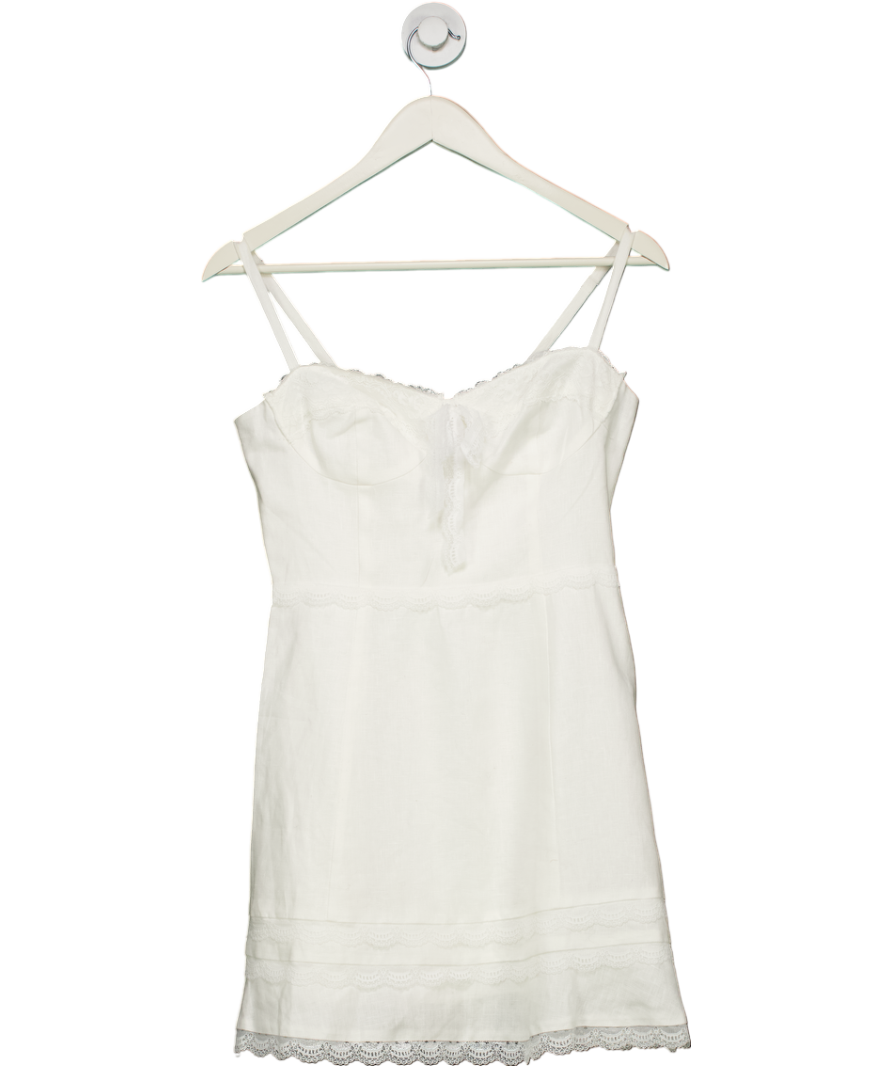 Reformation White Arya Linen Mini Dress UK 4