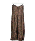OSEREEE Metallic Black Mesh Sequin Wide Leg Trousers UK S