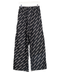 Balenciaga Black All-over Logo Patterned Straight Leg Pants One Size