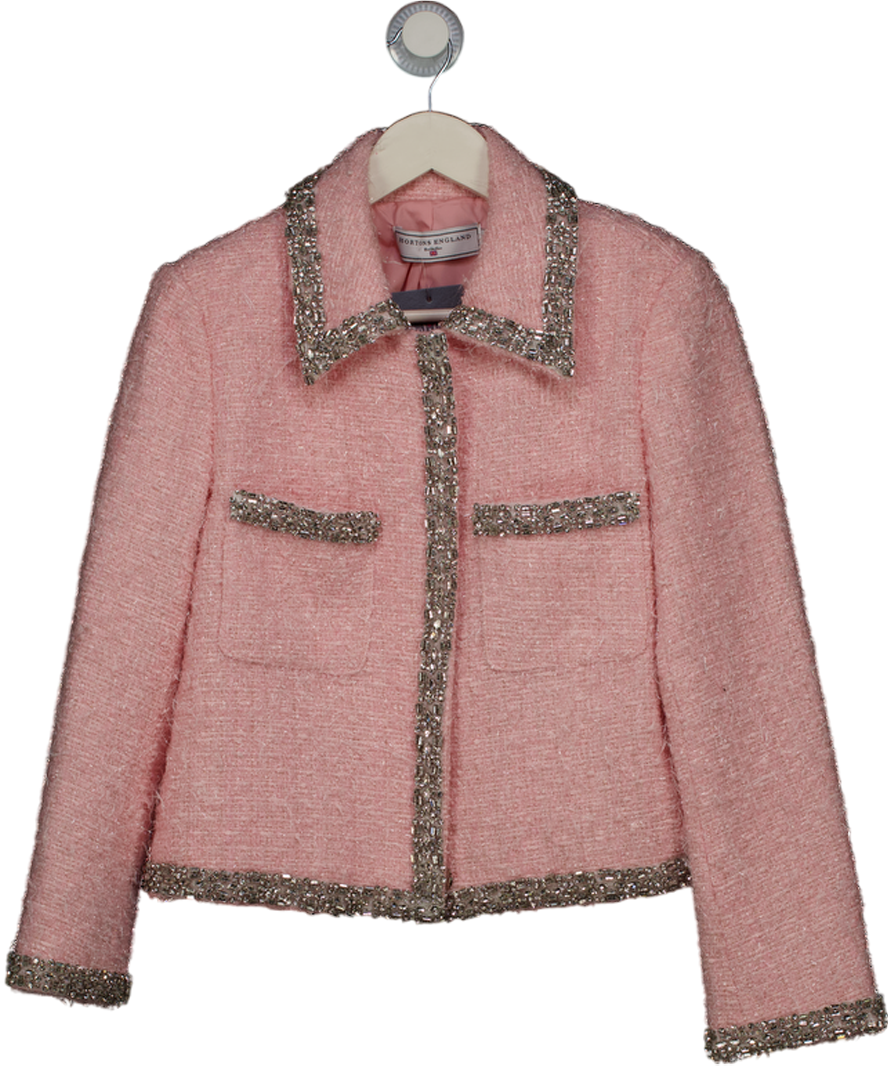 HORTONS ENGLAND Boucle Embellished Jacket Pink UK 12