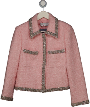 HORTONS ENGLAND Boucle Embellished Jacket Pink UK 12