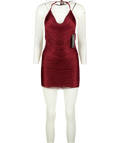 WHITE FOX Reckless Glamour Fringe Mini Dress Burgundy Red UK XS