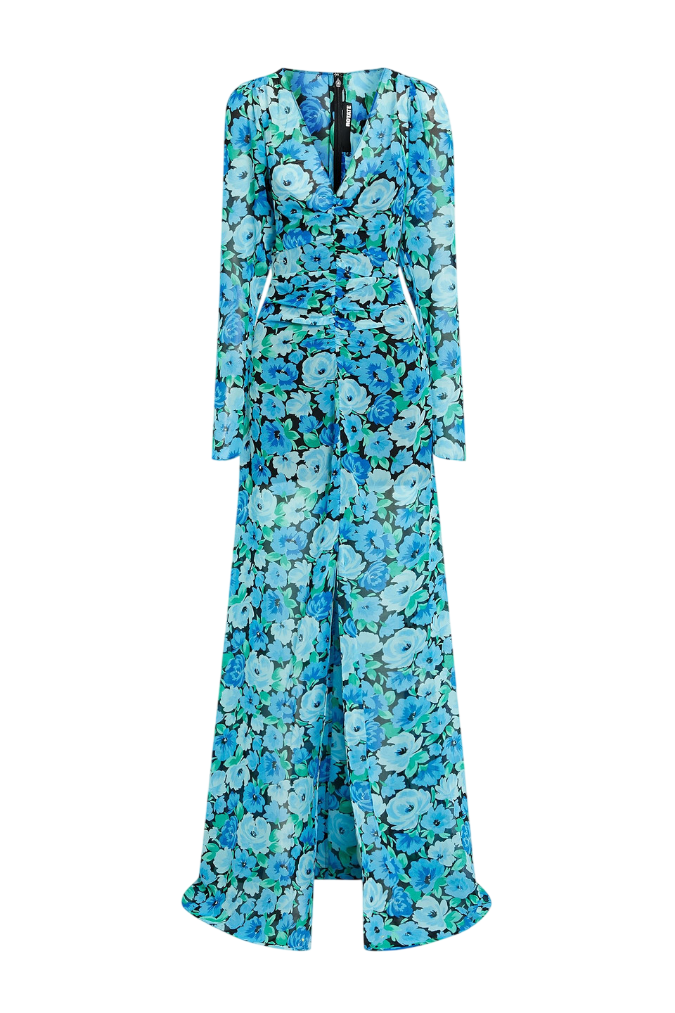 ROTATE BIRGER CHRISTENSEN Blue Floral-print Chiffon Maxi Dress UK 10