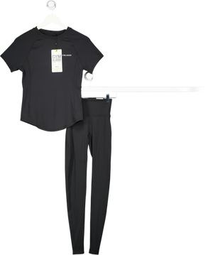 Gym Locker Black So Skin Short Sleeve Top And Leggings Set UK XS