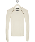 MAJE Ecru White Ribbed Button Detail Jumper Sz1 UK 8
