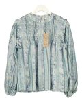 RIVER ISLAND Blue Shirred Detail Long Sleeve  Blouse UK 14