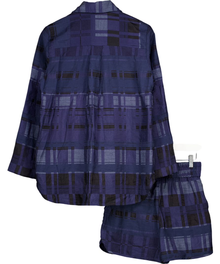 BAUM UND PFERDGARTEN 2-piece Navy Blue Check Shirt & Shorts Co-ord Set Eu34 UK 6