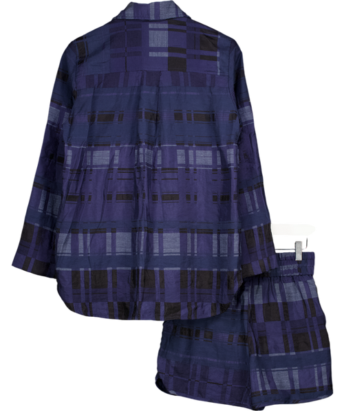 BAUM UND PFERDGARTEN 2-piece Navy Blue Check Shirt & Shorts Co-ord Set Eu34 UK 6