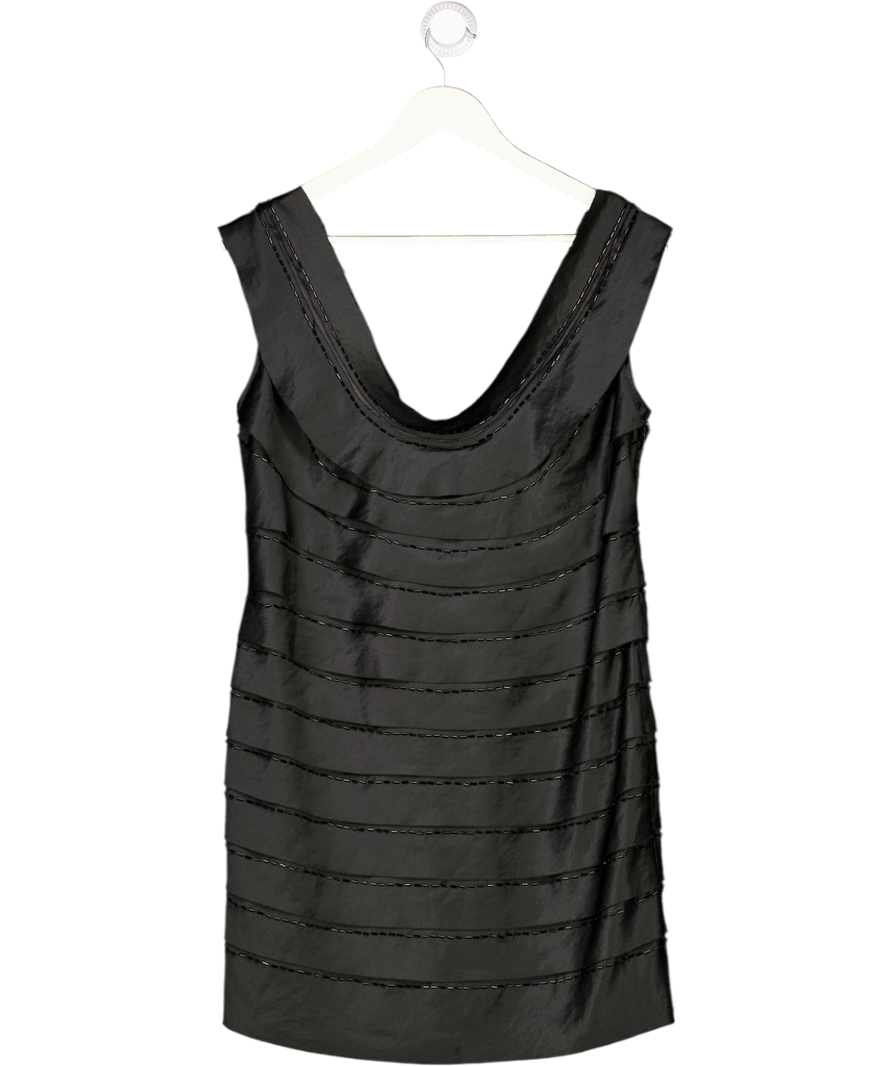 Amanda Wakeley Black Tiered Satin Dress UK 12