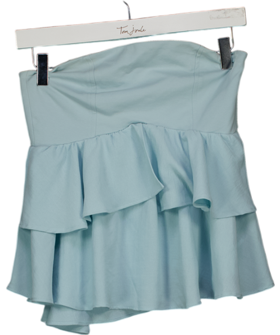 ZARA Dusty Blue Strapless Tiered Top UK M