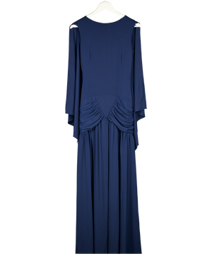 MESHKI Blue Emory Jersey Cape Maxi Dress - Navy UK S
