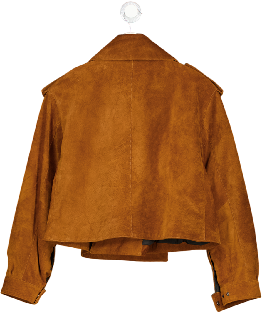 JANE & TASH Tan Brown Suede Oversize Leather Jacket UK L