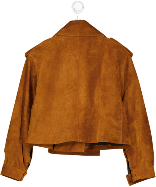 JANE & TASH Tan Brown Suede Oversize Leather Jacket UK L