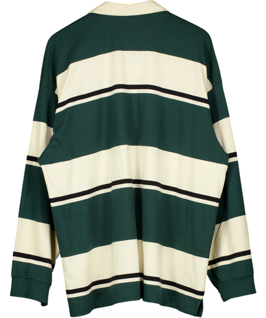 WEEKDAY Green Striped Oversized Polo Shirt UK M