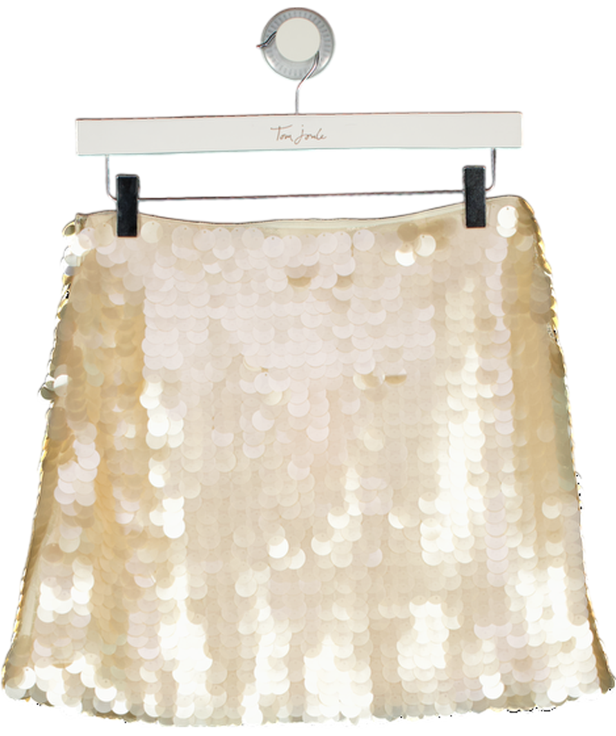 NA-KD Cream Mini Skirt With Sequins UK 6
