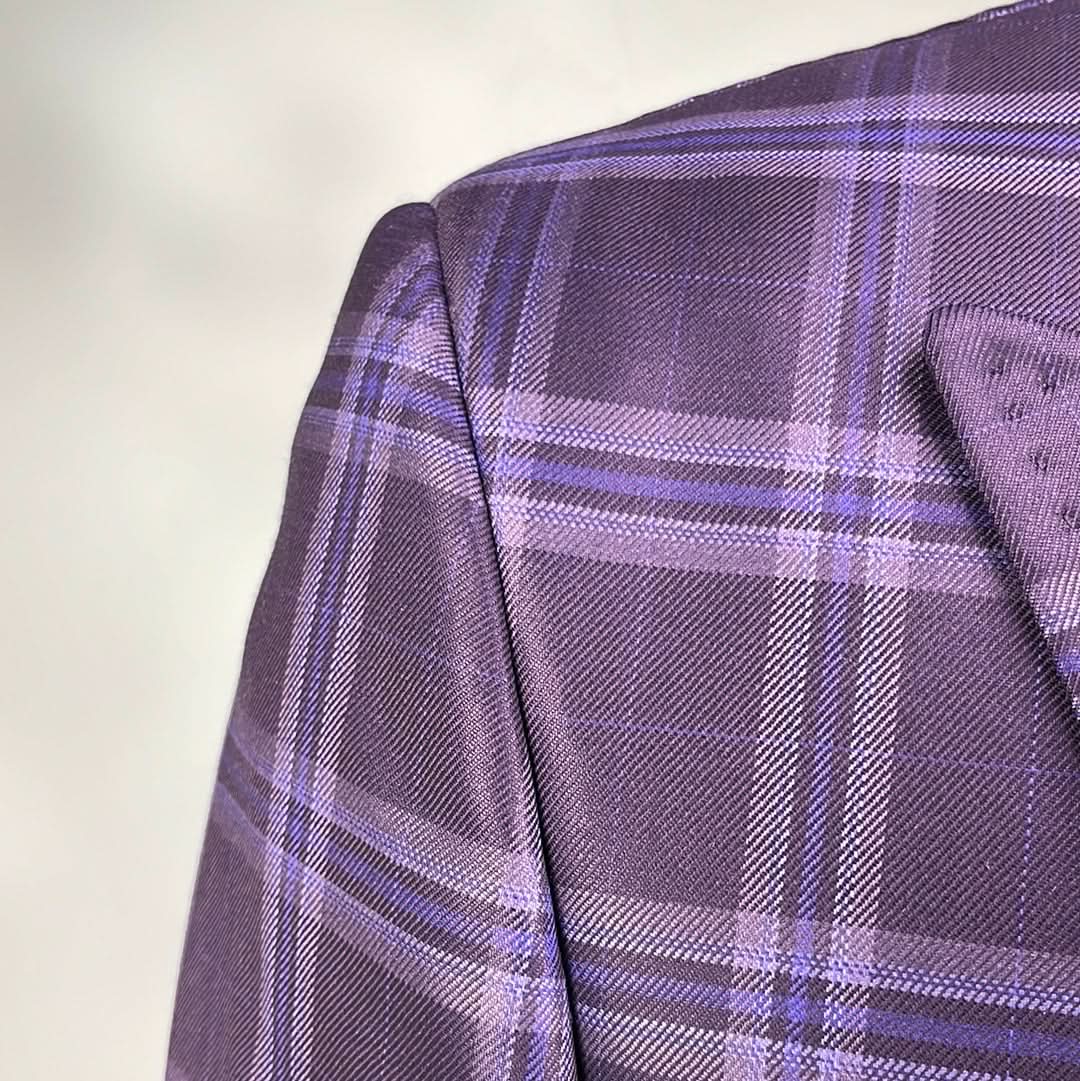 William Hunt Two Piece Wool Suit In Blue Tartan W38