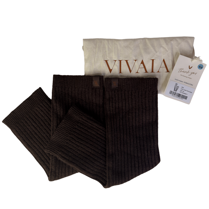 vivaia Brown Knit Ribbed Leg Warmers UK M