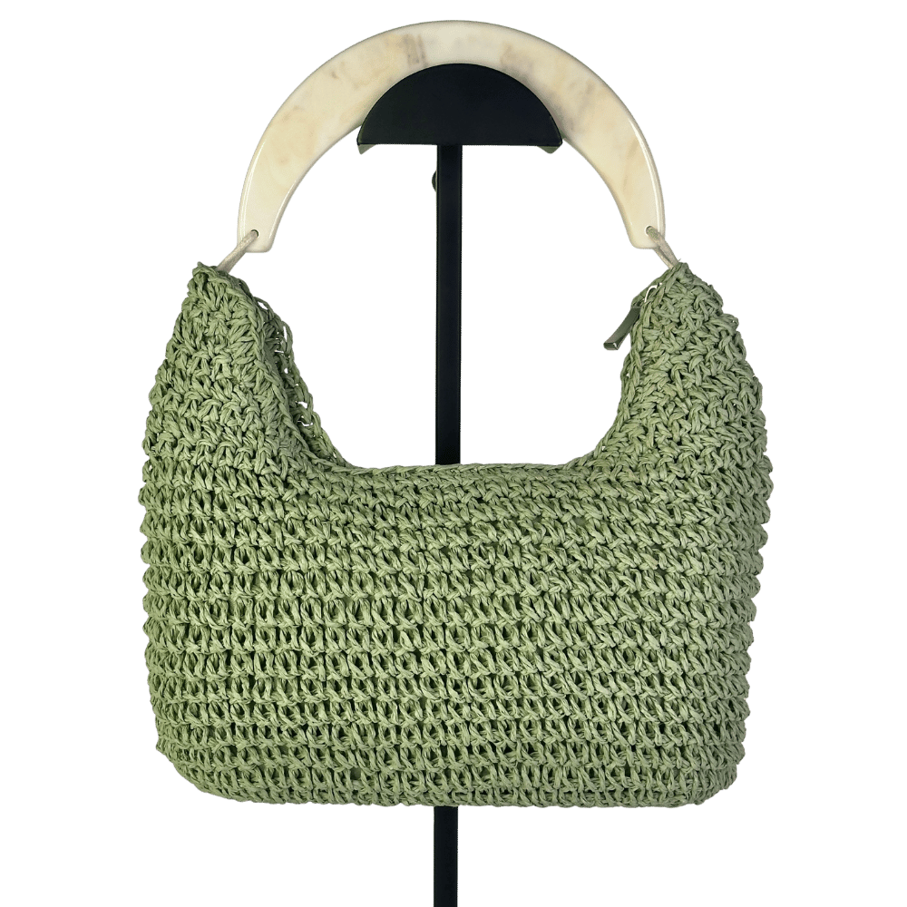 ASOS Green Design Straw Grab Bag With Marbel Resin Handle One Size