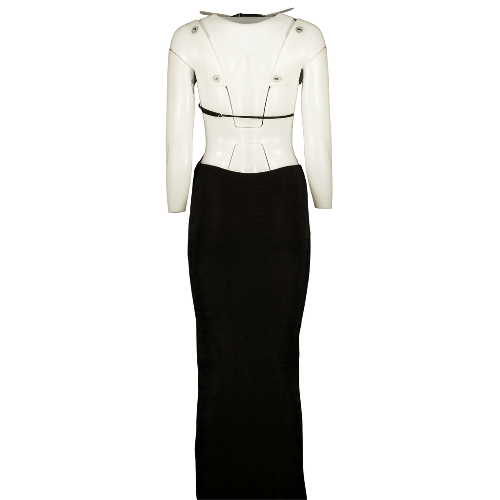 Oh Polly Black Jersey Halterneck Open Back Maxi Dress With Thigh Split UK S