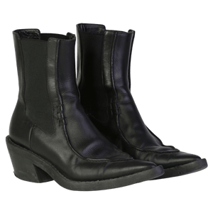 Khaite Black Leather Ankle Boots UK 4 EU 37