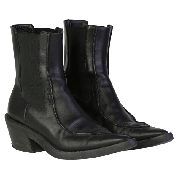 Khaite Black Leather Ankle Boots UK 4 EU 37