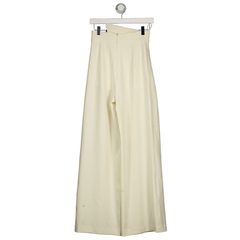COMMENSE Cream Asymmetric Button Mid-waist Wide-leg Pants UK XS