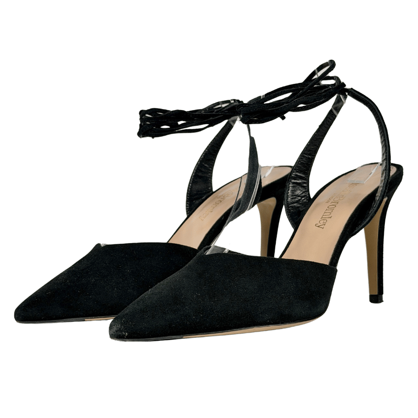 Russell & Bromley Black Tie Leg Suede High Heel shoes UK 7 EU 40