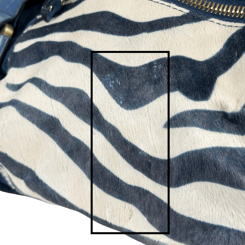 Jimmy Choo Blue Vintage Zebra Pony Hair Shoulder Bag One Size