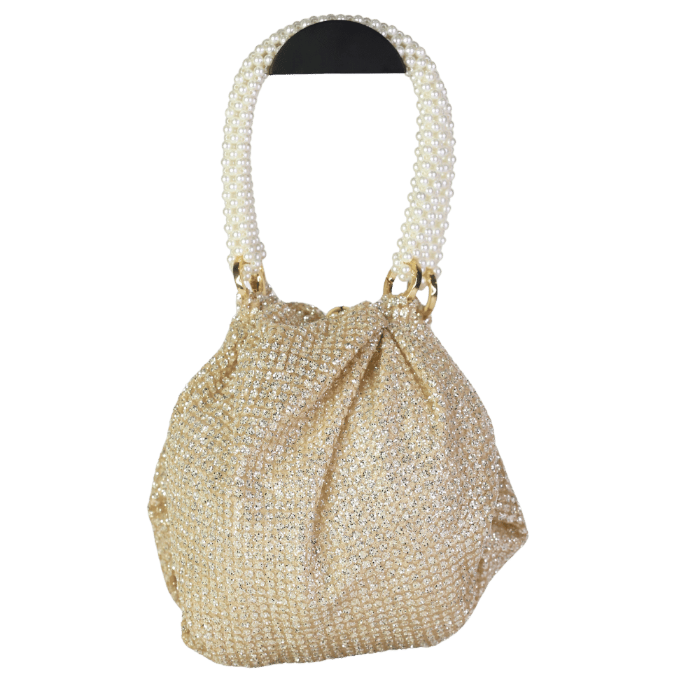 0711 Metallic Shy Glitter Satin Pouch Bag