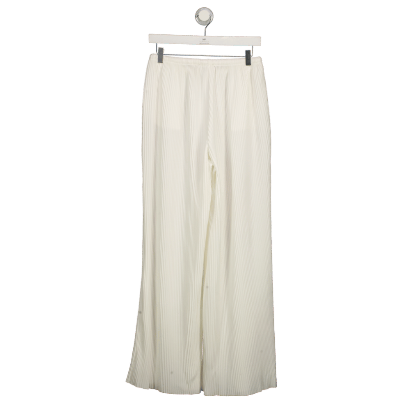 The Couture Club Cream Pleated Wide Leg Trousers UK 8