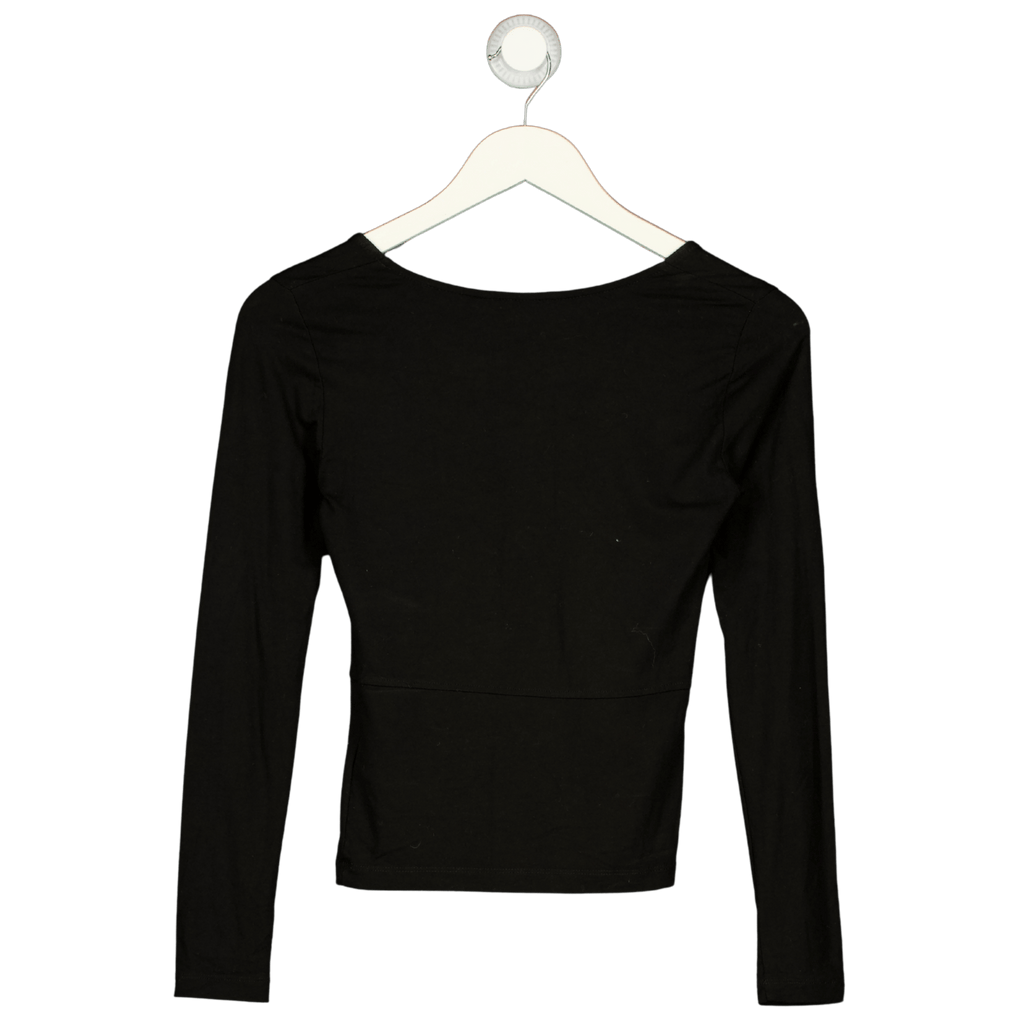 Whistles Black Square Neck Long Sleeve Top UK 8