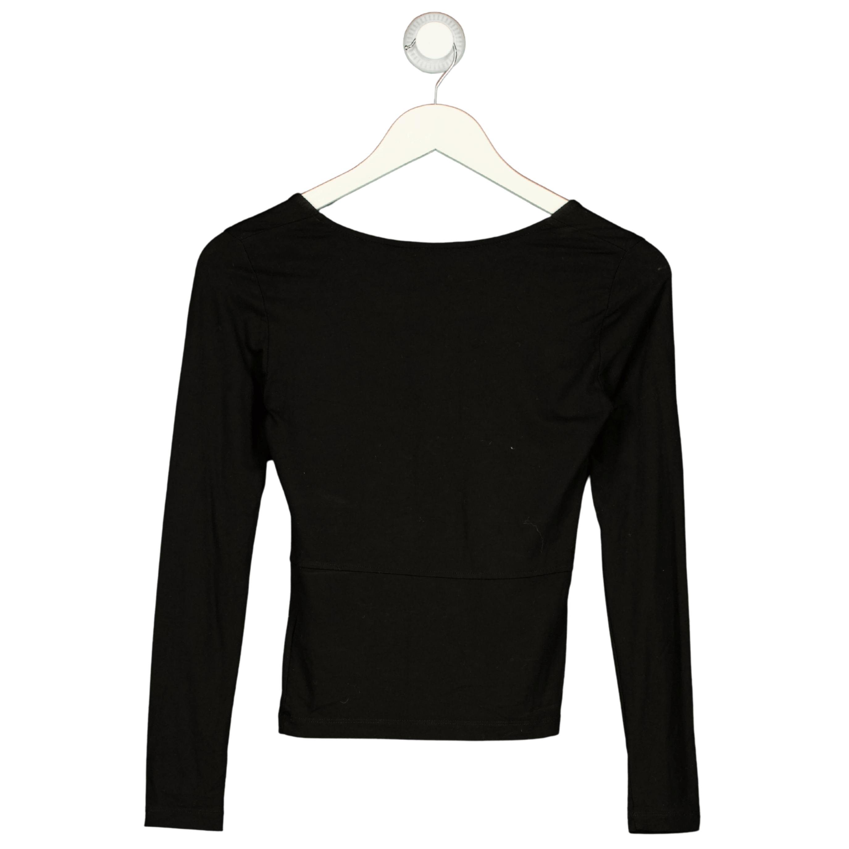 Whistles Black Square Neck Long Sleeve Top UK 8