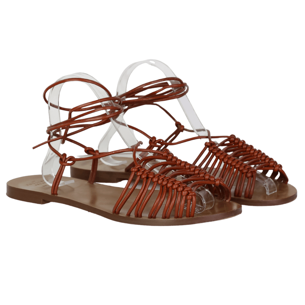 Sezane Brown Louie Low Sandals UK 8 EU 41 👠