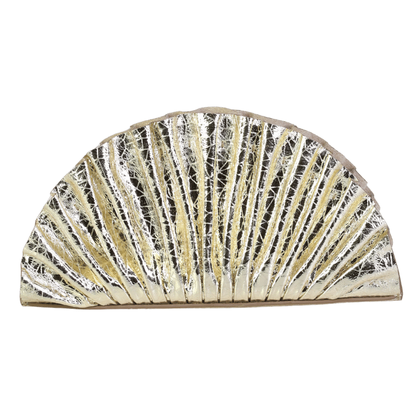 Cult Gaia Metallic Nala Pleated Metallic-gold Leather Clutch Bag