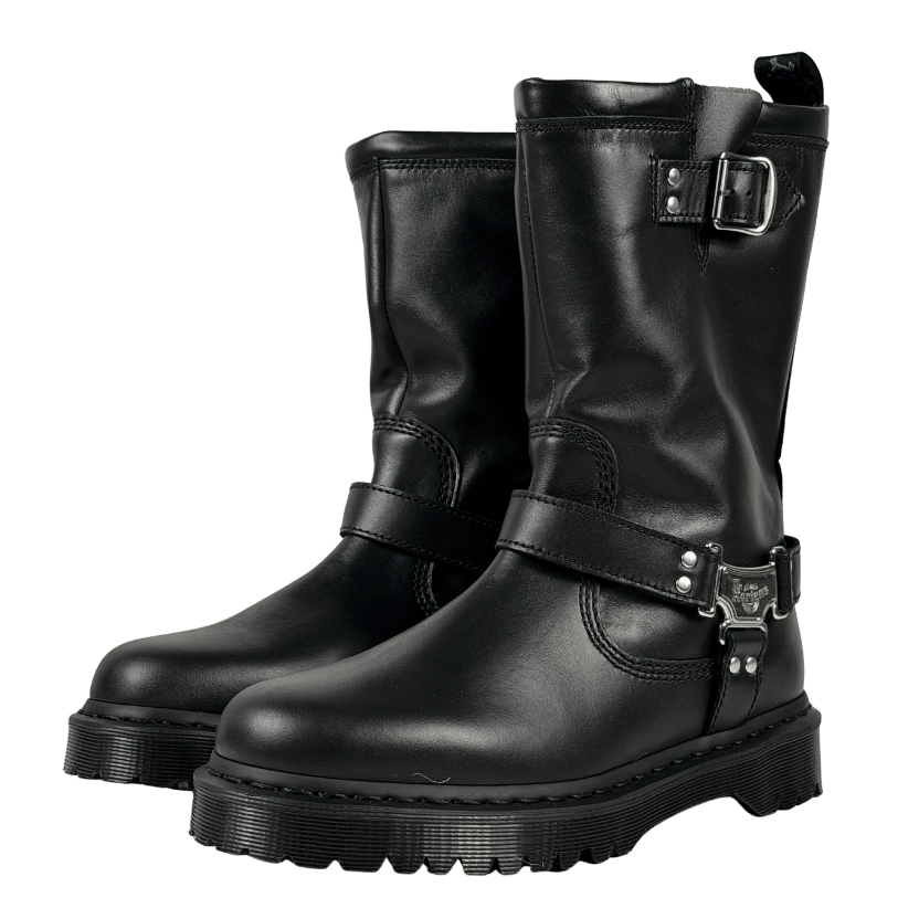 DR MARTENS Anistone Hi Unisex - Cowboy/biker Boots - Black Leather UK 9 EU 43 👞